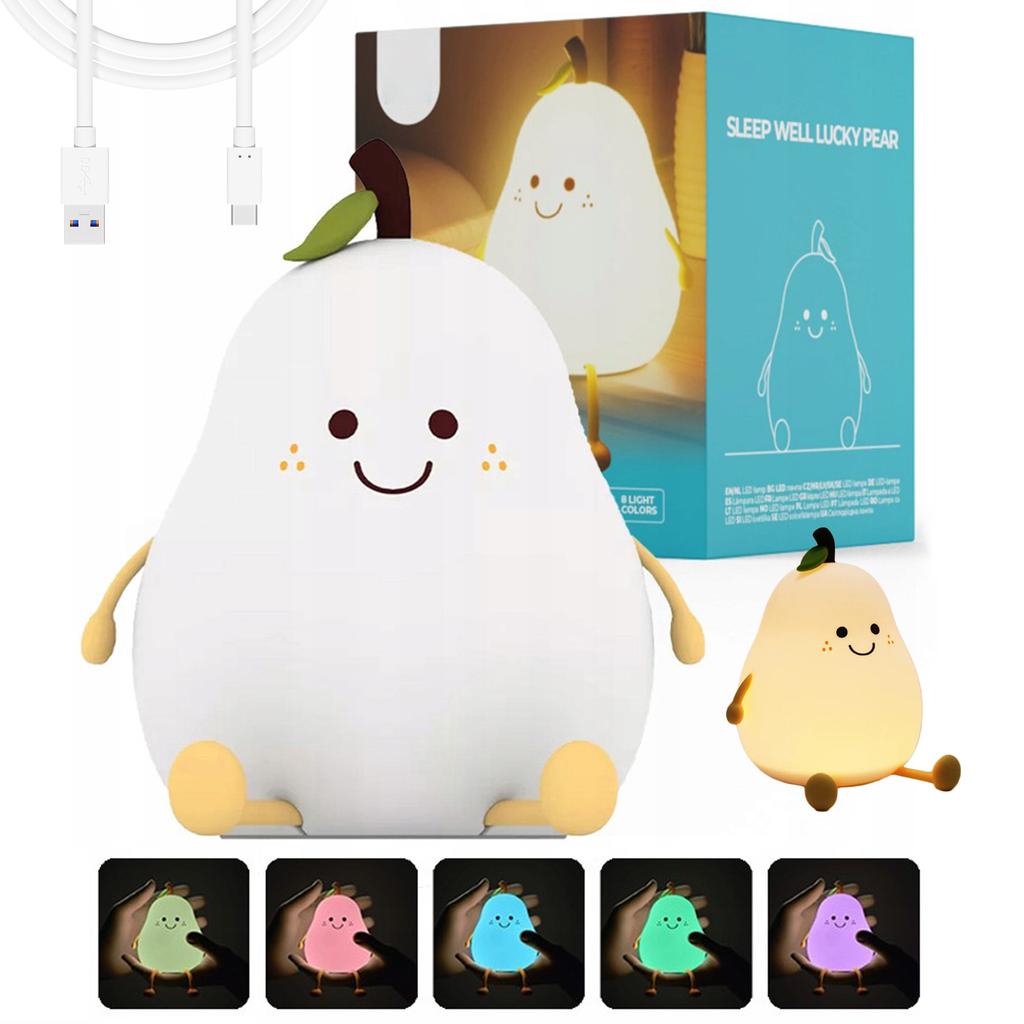 Lampada da notte in silicone a forma di pera. Lampada a forma di pera per bambini.