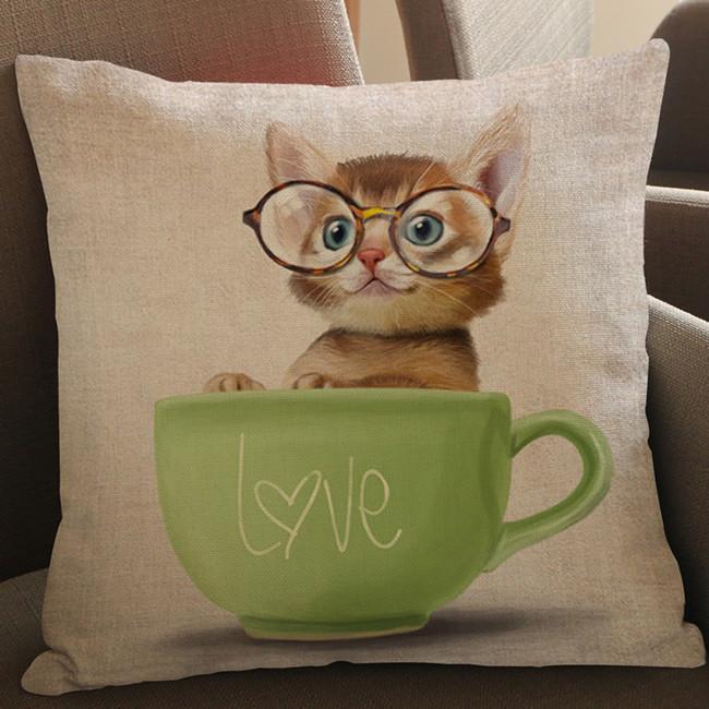 Monkey Cat Deer Cartoon Decorative Cushion Cover Elk Panda Rabbit Animal Style Cotton Linen Sofa Throw Pillow Case Cojines