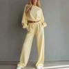 Women Tracksuit Set Long Sleeve Crop Top And High Waist Sweatpants Casual Loose Fit Loungewear Two Piece Set