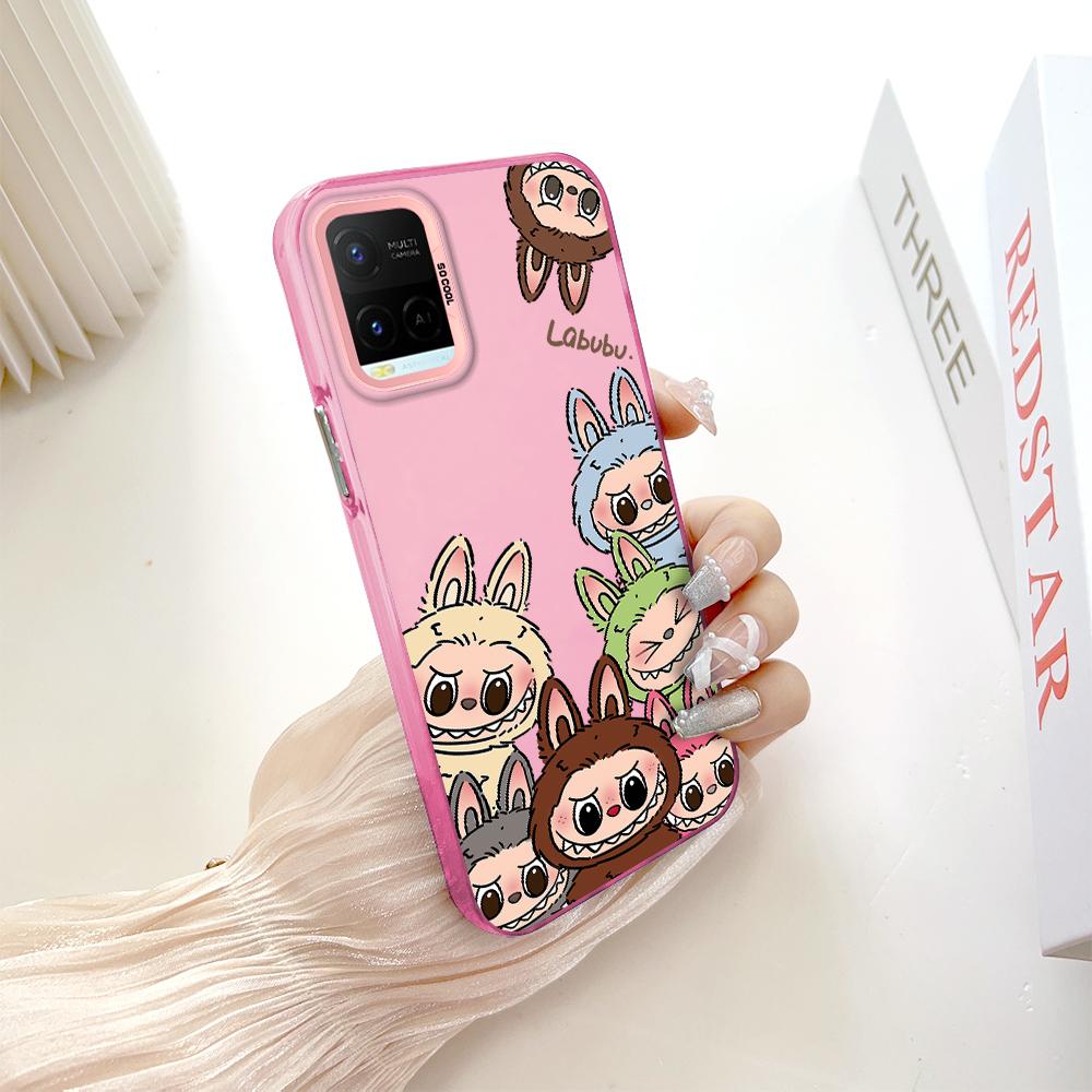 

Барвистий сріблястий двосторонній жорсткий протиударний чохол для телефону Vivo з малюнком Vivo X50 Lite темно-рожевого кольору