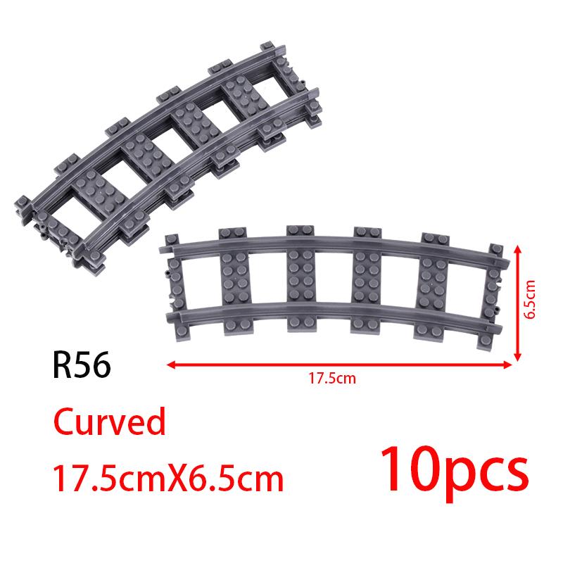 MOC City Block Switch Cross Forked Curved Rails Construction Brick Train Rail Curve Tracks R56 R72 R88 R104 Creative DIY Toy