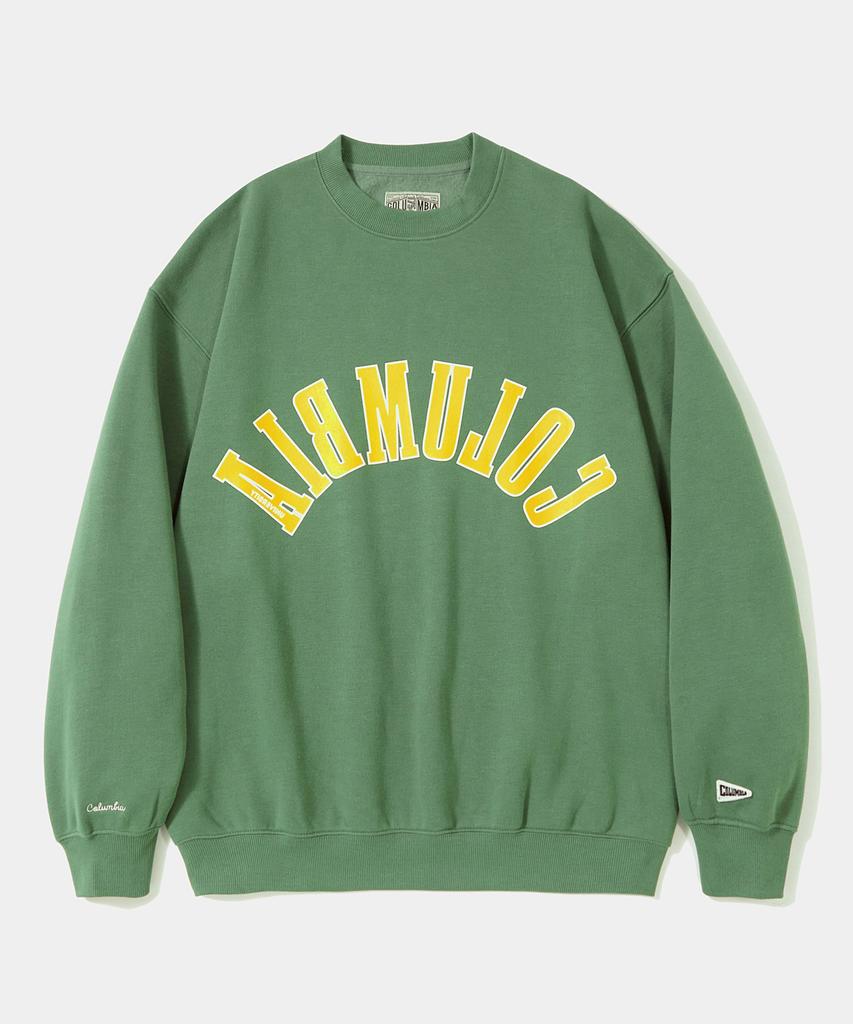 COLUMBIA UNIVERSITY Reverse Arch Fleece Crew Neck_Vintage Green