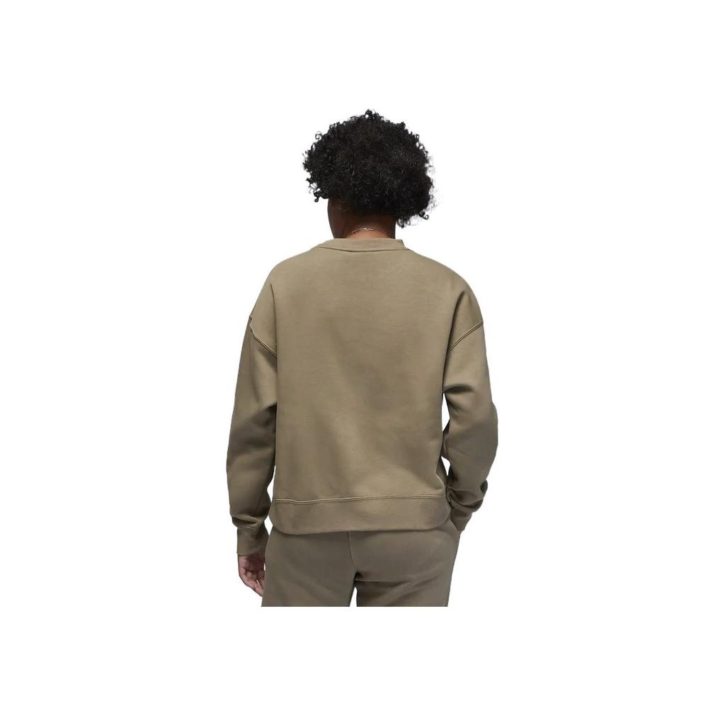 Jordan Classic Jumpman Logo Embroidered Crewneck Sweater Women Sweater Olive-Green DQ4463-351