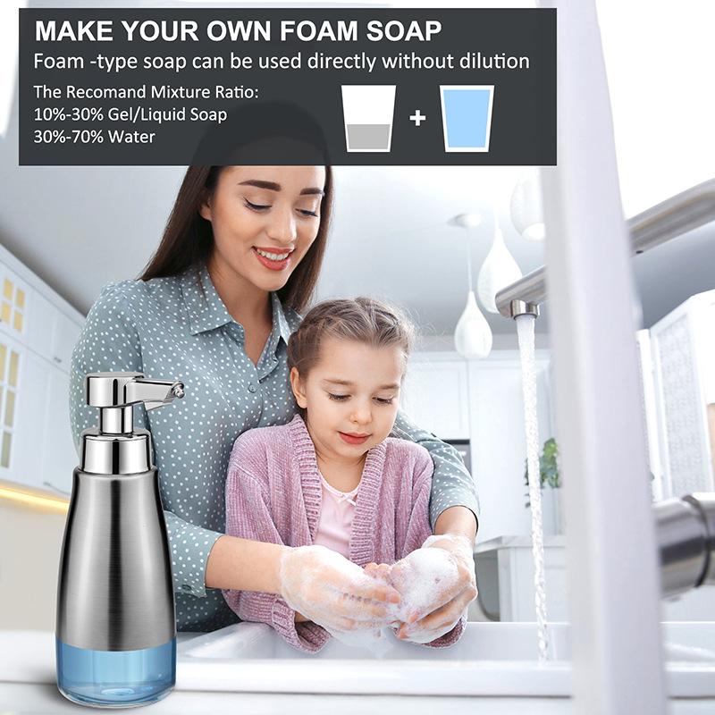 Automatic Soap Dispenser Touchless Stainless Steel Auto Liquid Soap Dispenser 3-Level Adjustable Electric Soap Dispenser