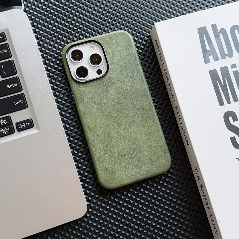 Applicable To iPhone16 Crazy Horse Leather Pattern Magnetic Mobile Phone Case Apple 15 All-inclusive Anti-drop 14 Leather Wireless Charging Protection