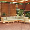 Day and Night - Day and Night Garden Furniture 6 Pieces and Cushions Solid Cream Pine Wood