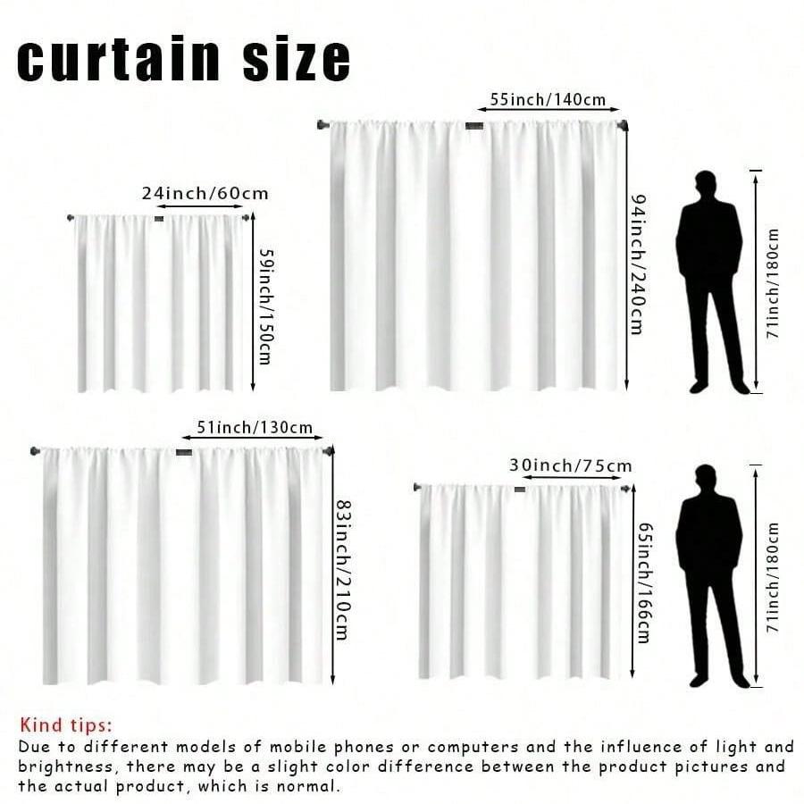 2PCS Multicolor Easter Bunny And Colorful Eggs Pattern Curtains Rod Pocket Design For Bedroom And Living Room