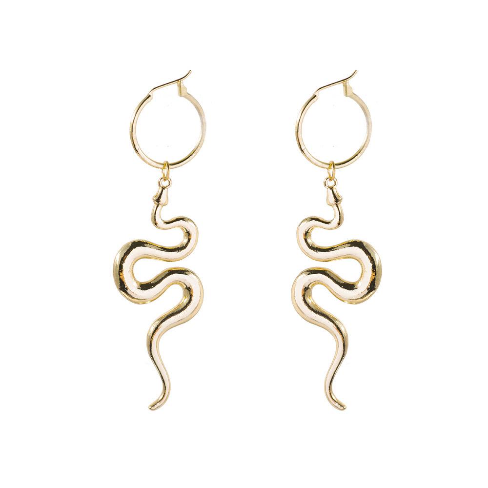 

Snake Earrings Fashion For Women Street Style Gold Silver Alloy золотой