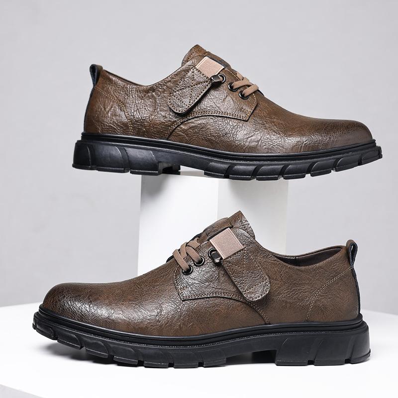 

2025 новая мужская обувь ретро мужская деловая кожаная обувь закрывающая стопу платформа тренд кожаная обувь 44 коричневый