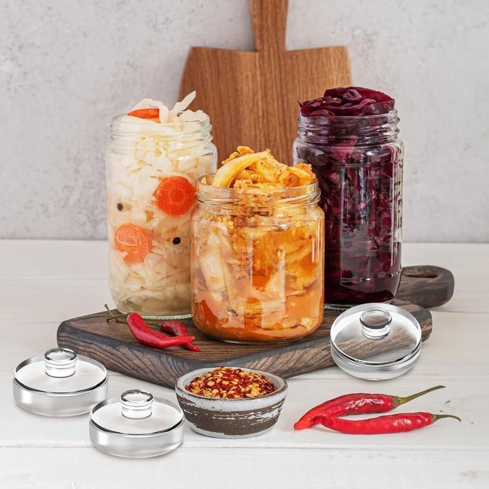 Clear Heavy Fermenting Weights Fermented Wide Mouth Mason Jar Lid Durable Glass Weights  Household