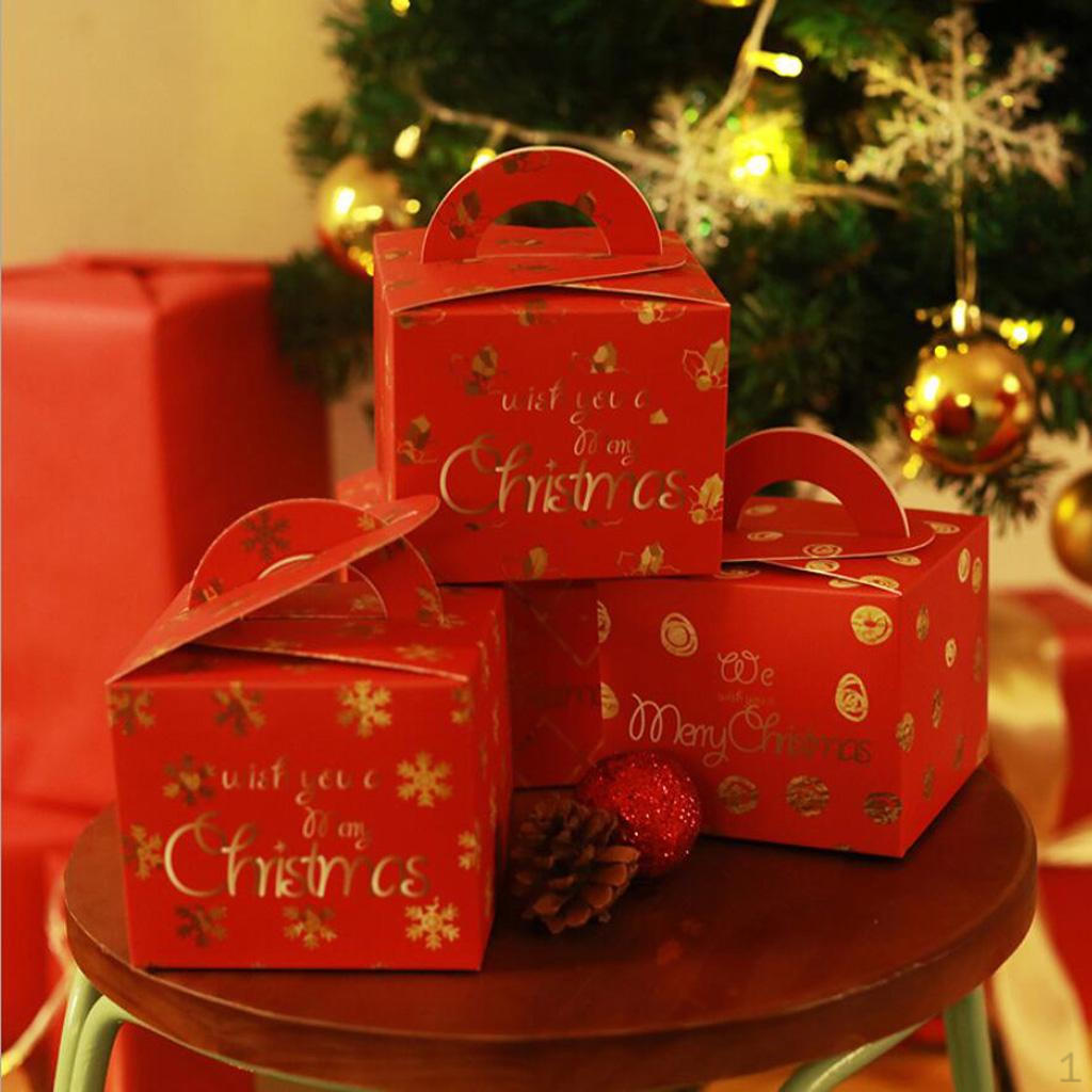 Box Gift Boxes Party Favor Box, Pack of 10 Red Xmas Leaves