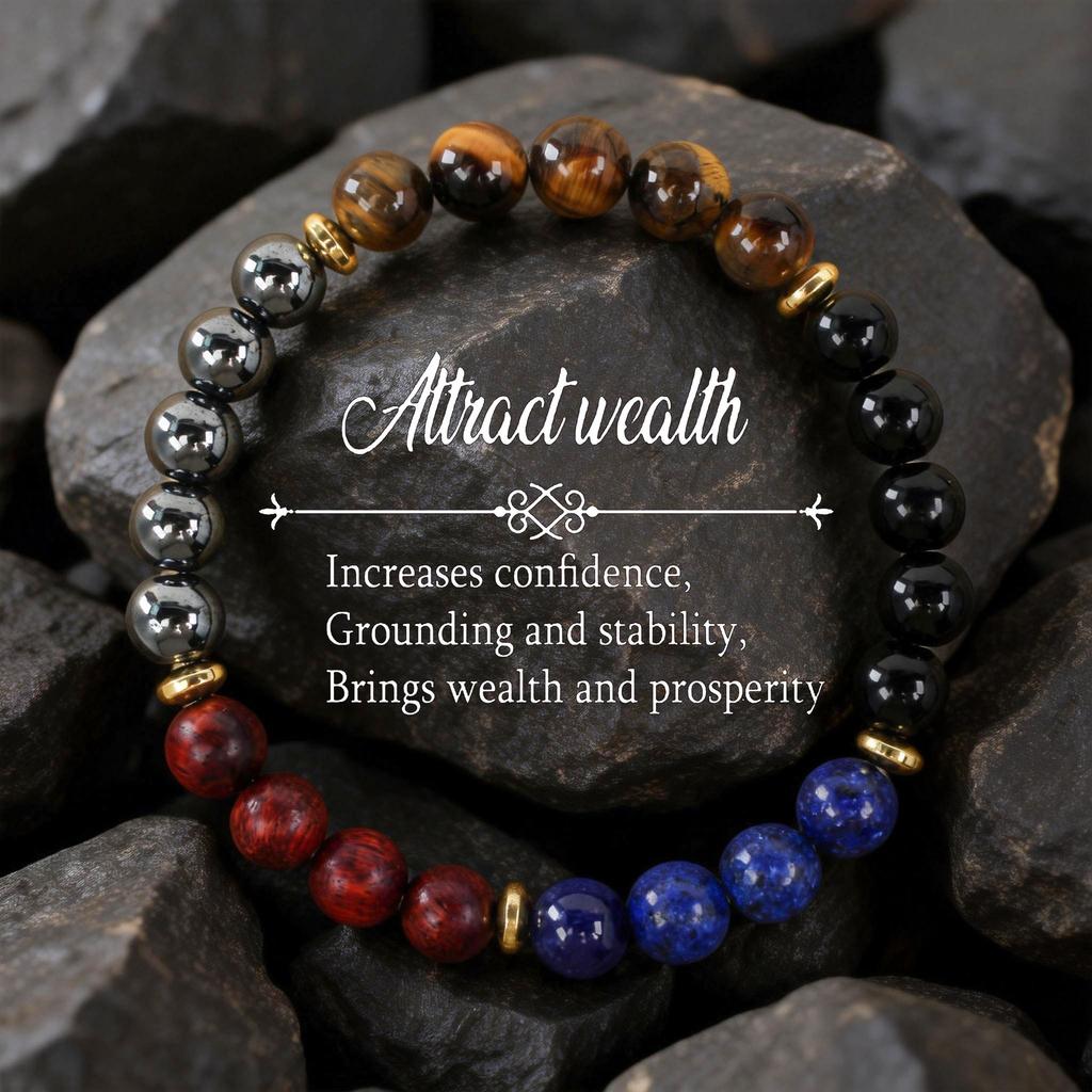 Festive Gifts Black Onyx Lapis Lazuli Red Wood Tiger Eye Hematite Beaded Bracelet Natural Fashion Jewelry For Men Women Daily Wear Gift