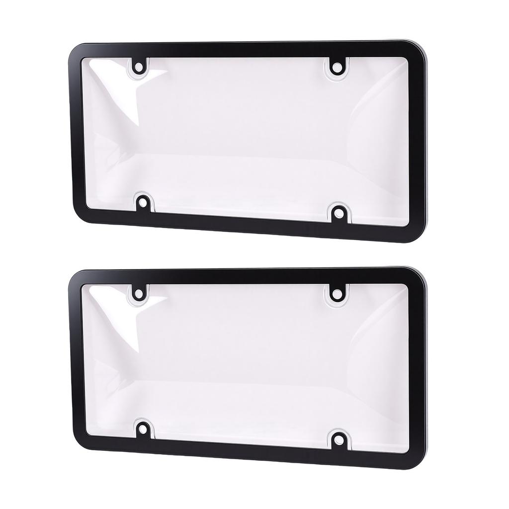 2PCS License Plate Cover Frame Transparent License Plate Protection Frames for United States Canada