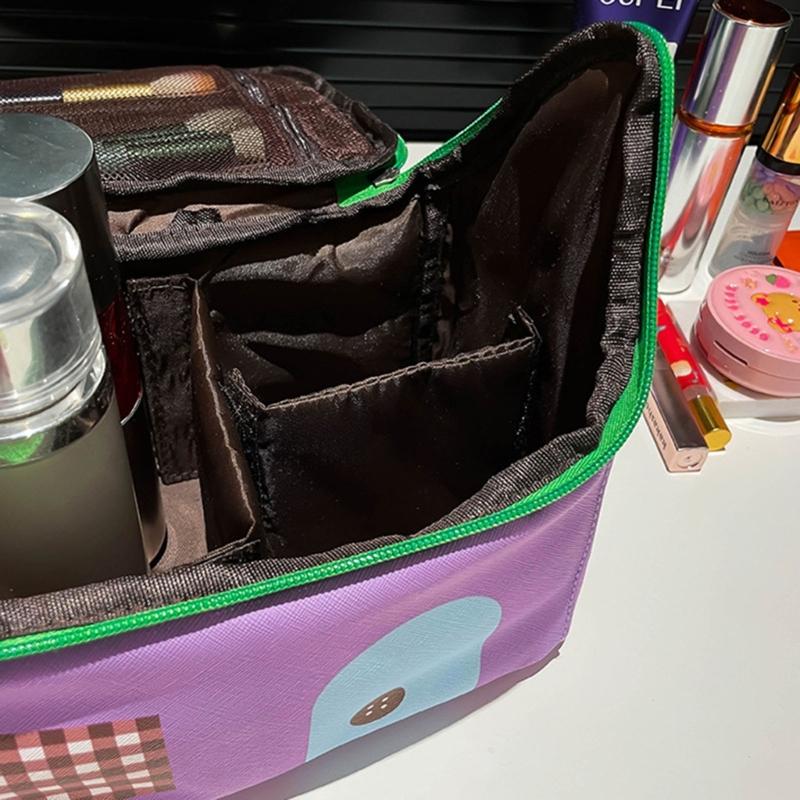 Sturdy Polyester Makeup Bag for Women Multiple Compartment Cosmetic Organizers Waterproof Portable Carry Case Use