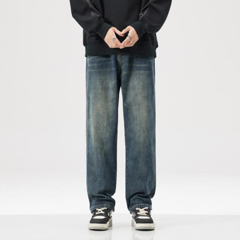 JYL Плотные широкие прямые джинсы мужские ретро базовые минималистичные универсальные. 28