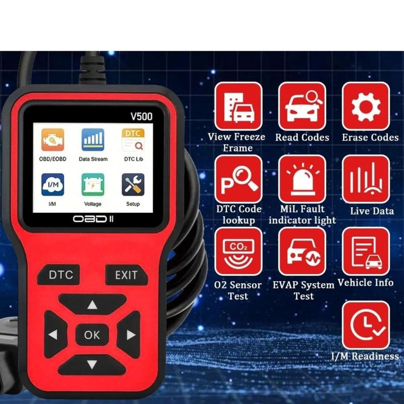 Efficient V500 OBD2 Scanner Car Diagnostic Tool With Real Time Data Stream And Fault Code Reader For 12V Vehicles