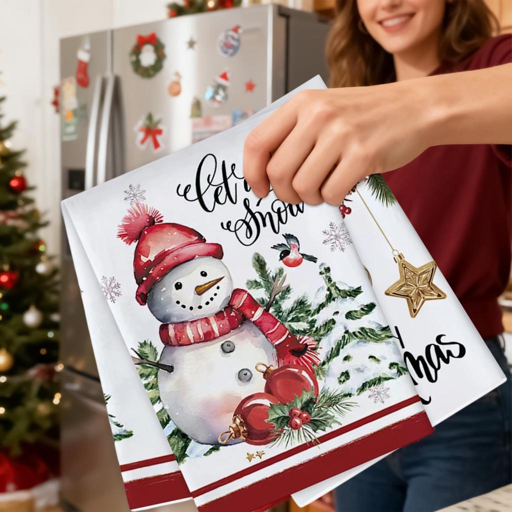 Christmas Towels 6-Piece Seasonal Home Decor Christmas Dish Towels Set Bathroom Rags For Home Farmhouse Desktop Wall Party