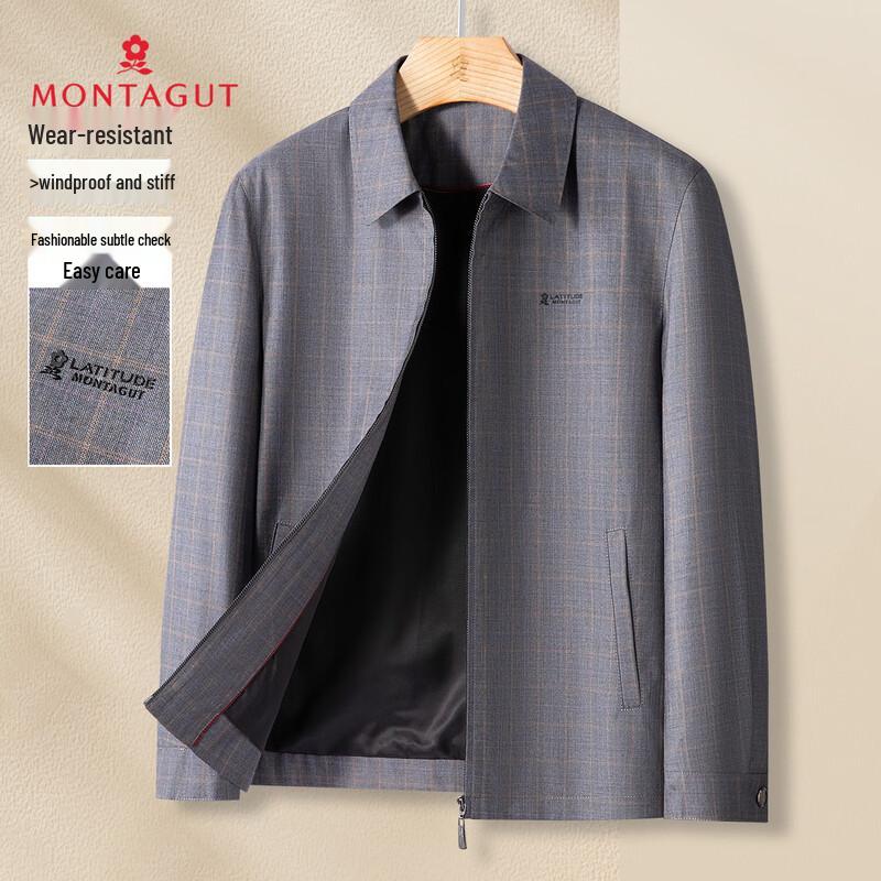 

MONTAGUT Men s Windproof Dark Pattern Grid Casual Jacket 2XL 185/100A