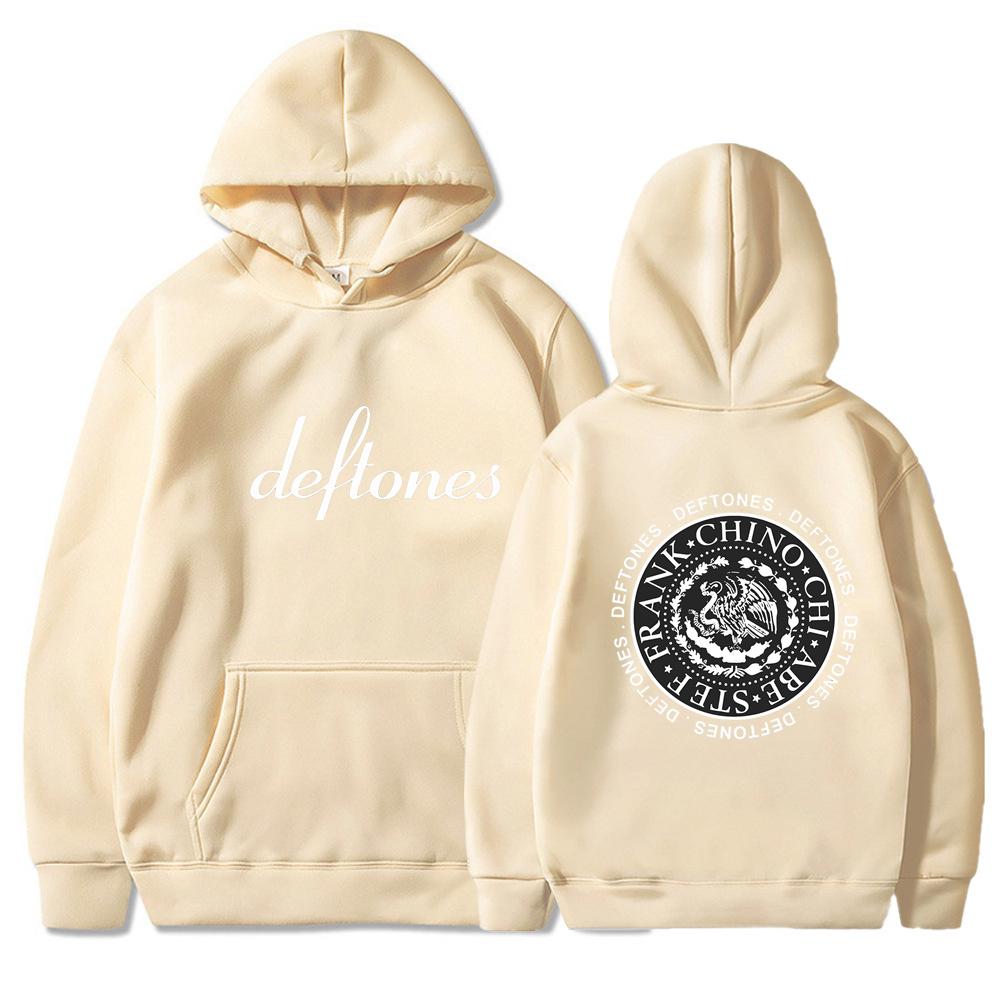Hip Hop Rapper Printed Deftones LOGO Autumn Unisex Hooded Sweatshirt Fleece Lined Casual Pocket Hoodie for Couple Daily Streetwear Sweatshirt