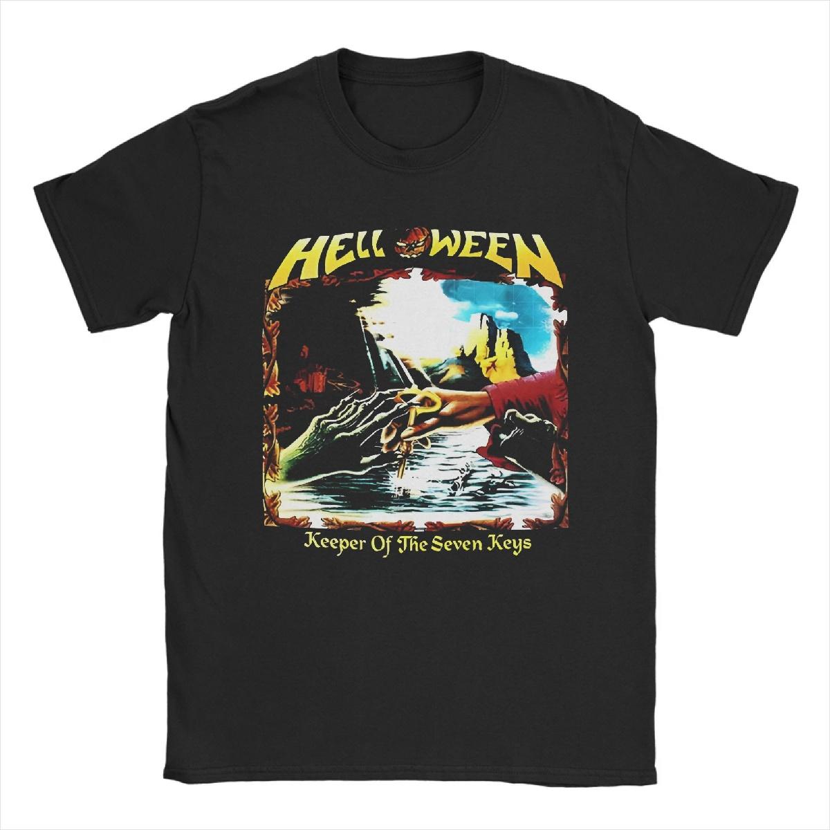 

Футболка мужская с изображением группы Heavy Metal Helloween, футболка в стиле хипстер с коротким рукавом и круглым вырезом, 100% хлопок, одежда с принтом S