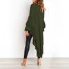 Women's Casual Loose Round Neck Long Sleeve High Hem Irregular Top Shirt