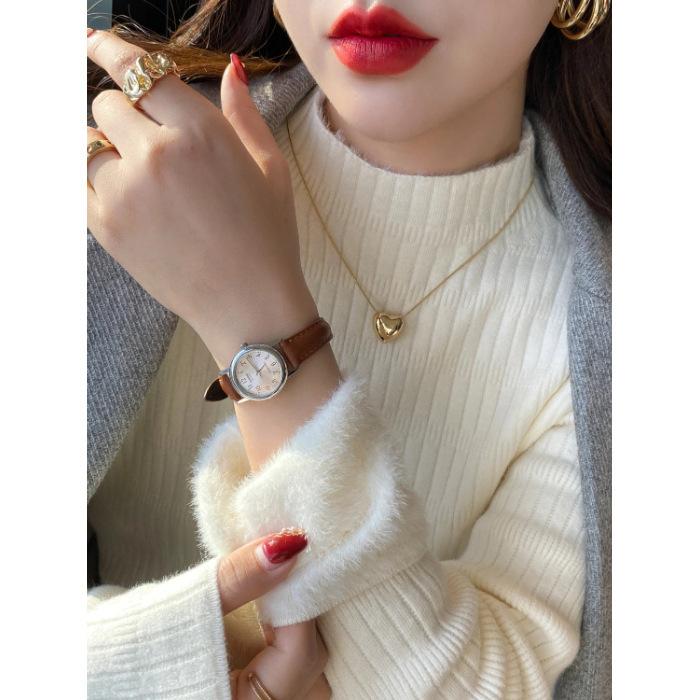 Autumn and Winter Plush Sweater Women's Bottoming Shirt Semi-turtleneck Thickened Warm Inner with Integrated Mink Velvet Knitted White Top