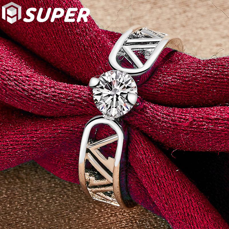 Bijuterii inel rotund AAA zirconiu cu litera V din argint 925