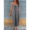 Women's Solid Color Low-cut V-neck Loose Laxy Style Sling Dress, Slimming Spring Summer Casual Dress for Foreign Trade