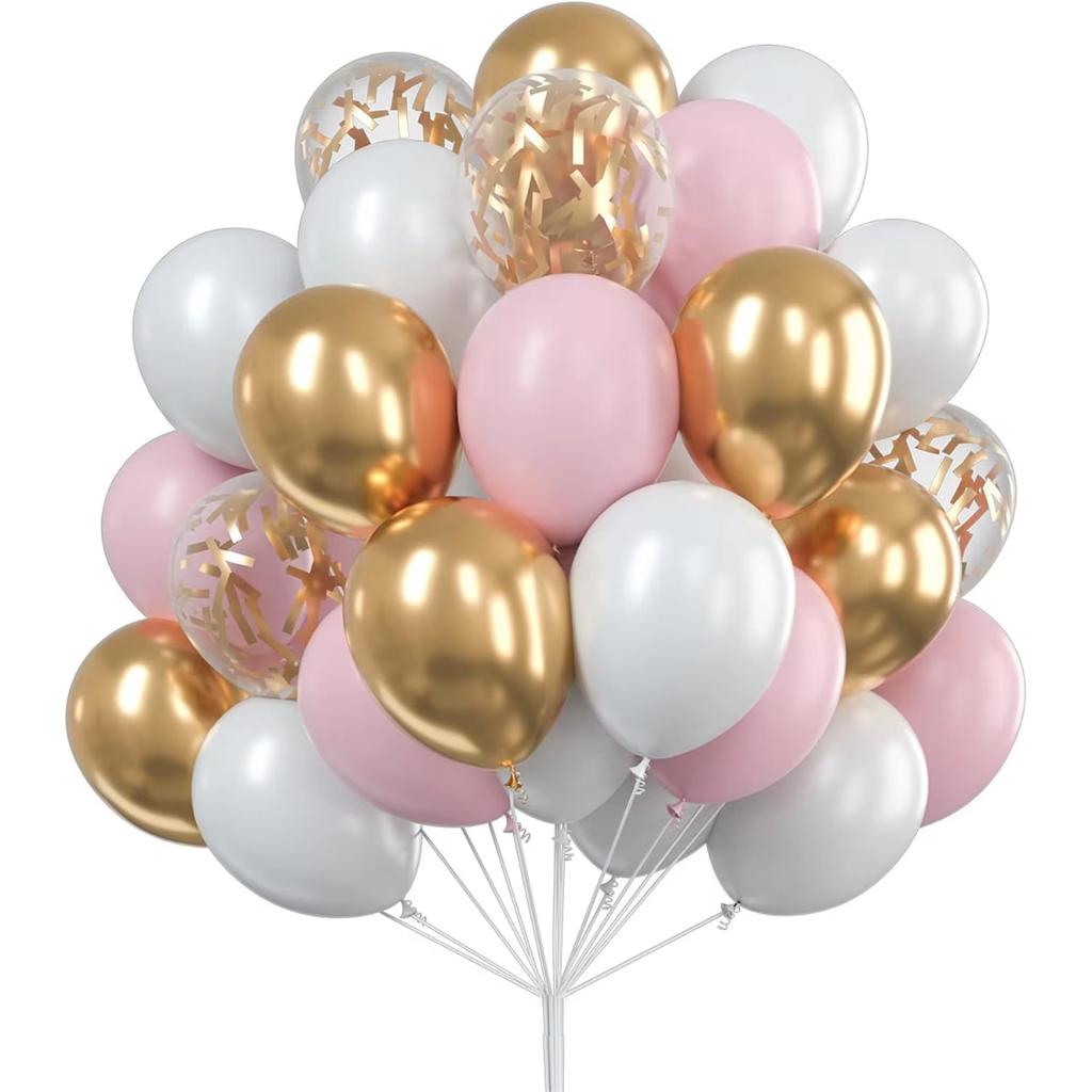 30Pcs 12 Inch Metallic Gold Balloons Pearl White Latex Balloons Gold Confetti Balloons for Birthday Weddings Party Decorations20