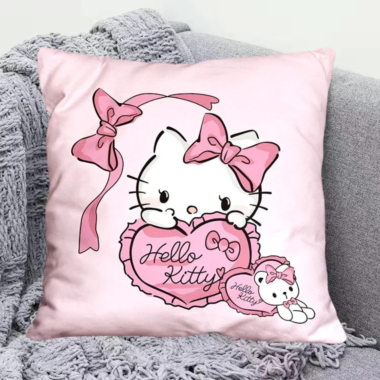 

Милая мультяшная наволочка Hello Kitty для гостиной, дивана, офисной подушки, домашней спальни, комнаты, украшение, милый девичий подарок на день рождения, 30x30cm