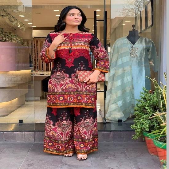 Women's Paisley Printed Kurta & Wide-Leg Trouser Set
