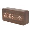 LED Holz Wecker Sprachsteuerung Zeit Datum Temperatur Digital Bambus Rechteck Tisch Schreibtischuhr Alarm