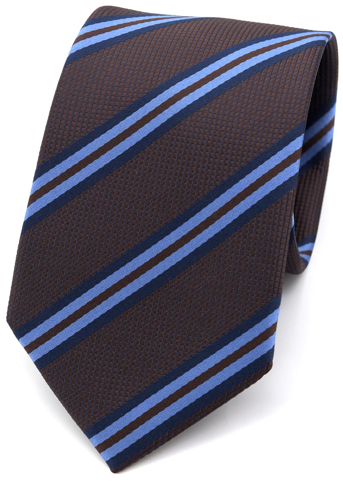 

[Color] Business Necktie (7.5cm width) Striped, for Interviews, Job Hunting, and Employment (Brown)