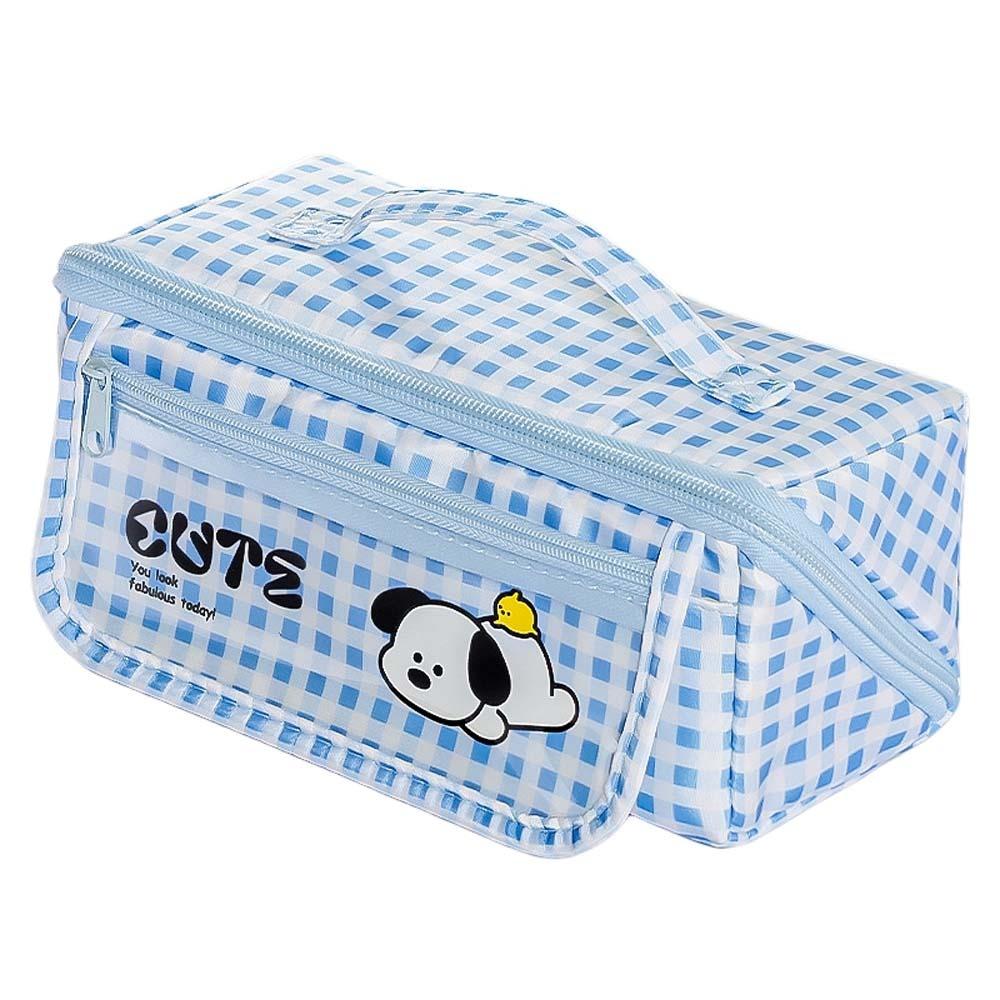 Puppy Grid Stationery Bag Korean Style Dopamine Pencil Pouch Kawaii Prism Pencil Case Unisex