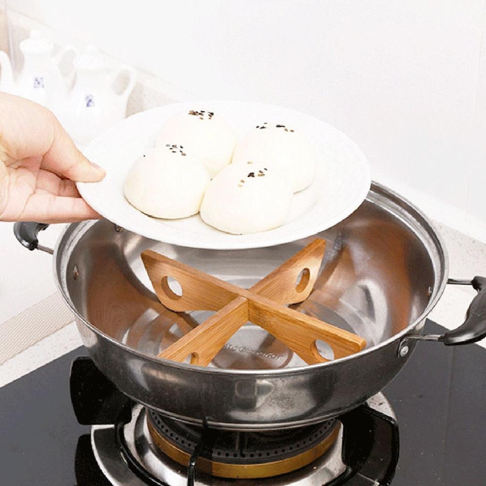 Home Kitchen Bamboo Heat Resistant Detachable Pot Trivet Placemat Cooling Rack Pan Stand