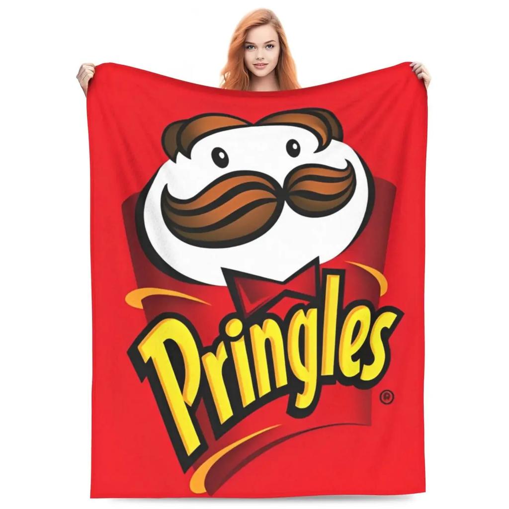 Pringles Chips Flanelltepper Potetsnacks Morsomme Kastepledd for Hjemmet 125*100cm Teppebit