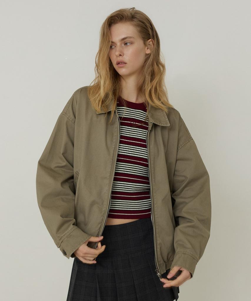CITYBREEZE Stand Collar Cotton Blouson Jumper_Light Khaki