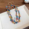 Kolorowy nieregularny dwuwarstwowy naszyjnik ze muszli Vintage Bohemian Luksusowy delikatny naszyjnik Letni modny wszechstronny prezent Hurtowa sprzedaż