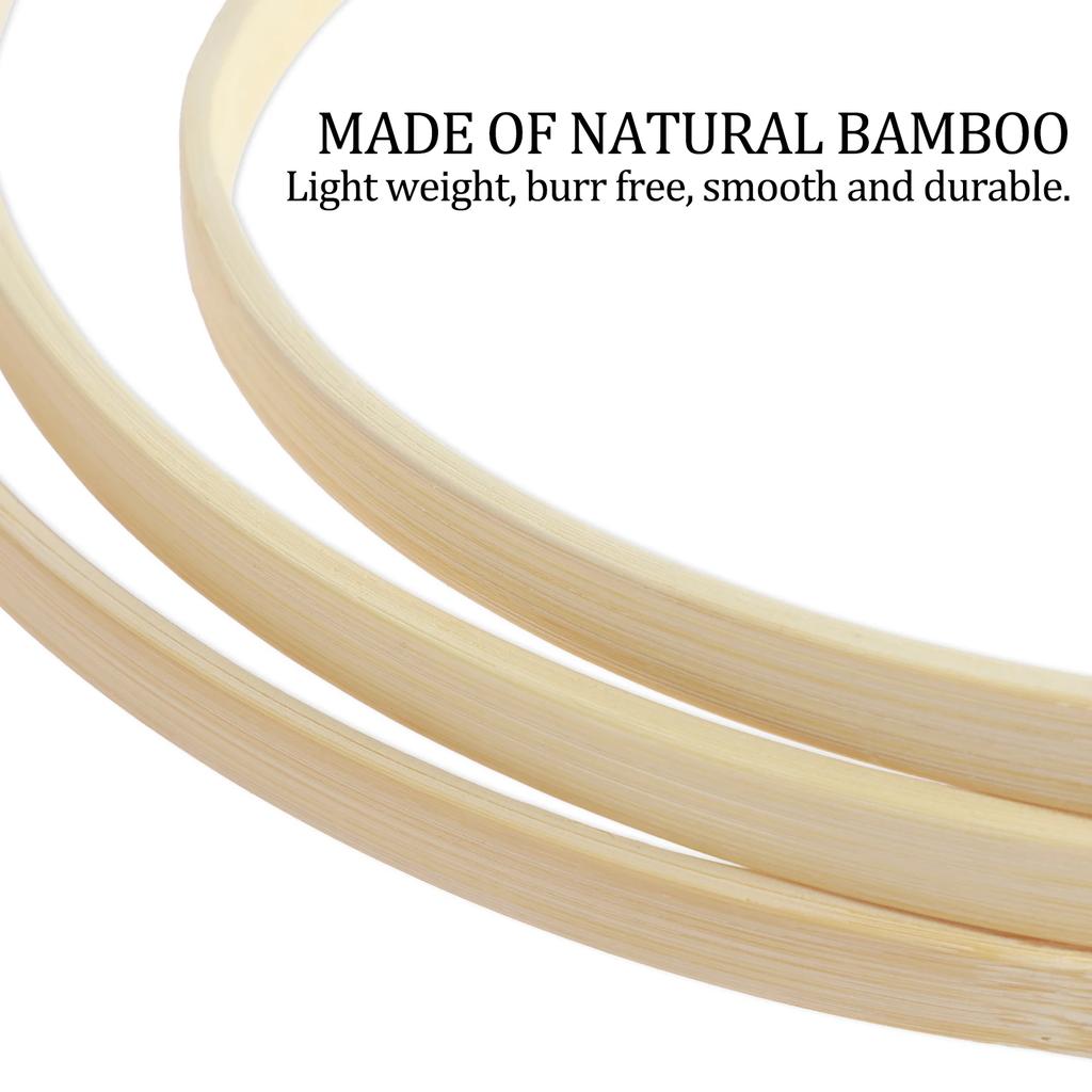 18Pcs Bamboo Rings Set 6 Sizes DIY Bamboo Hoops Set Multipurpose Bamboo Wreath Smooth Craft Hoop for DIY Wedding Wreath Decor