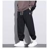 Herren Jogginghose in Übergröße, Sportbekleidung, elastische Taille, lässige Baggy-Hose, schwarz/grau, Baumwolle, Jogger, lockere Hose