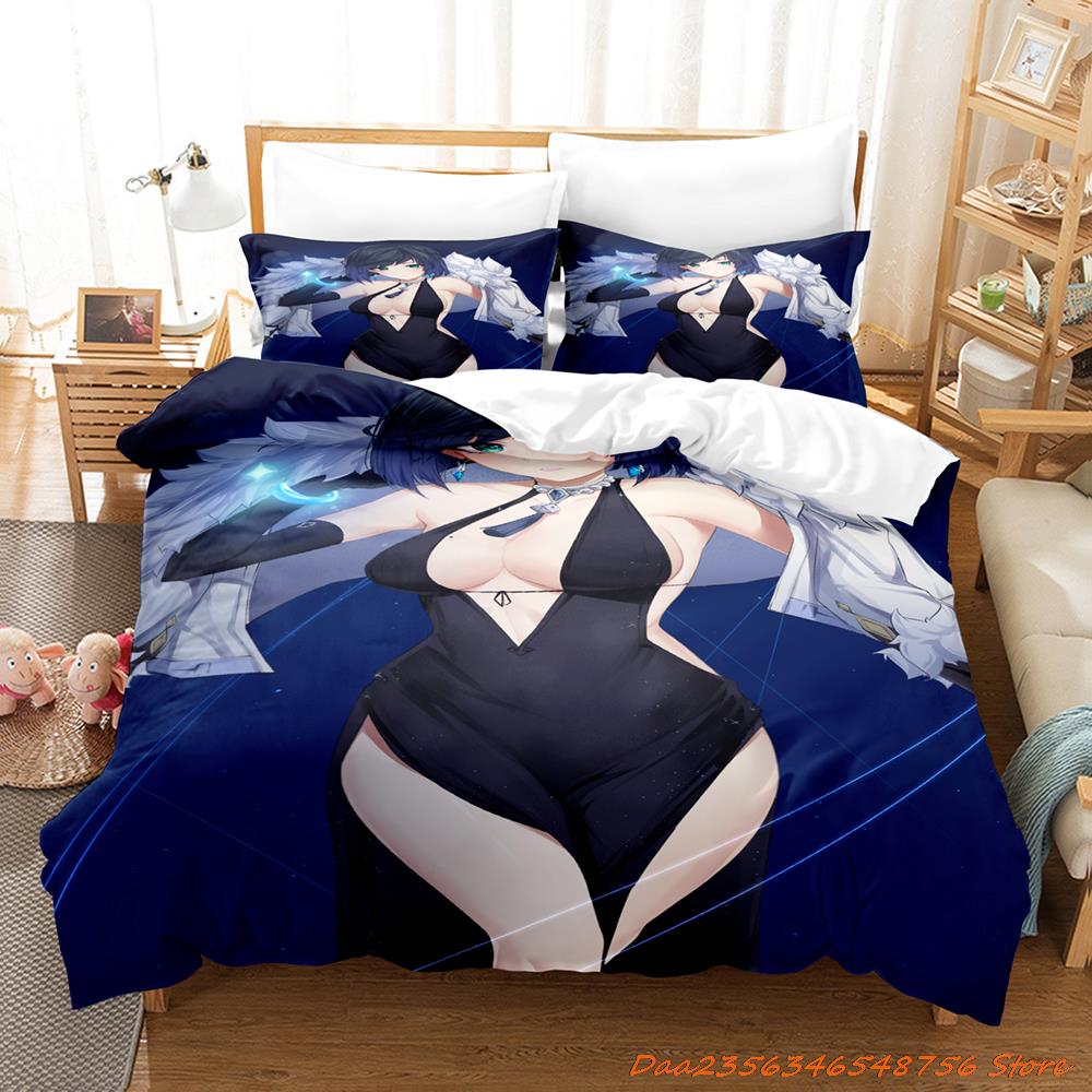 Personelity New Game Yelan Genshin Impact Bedding Set Cartoon Anime Three-piece Set Adult Kid Bedroom Duvetcover Sets 3D Ka