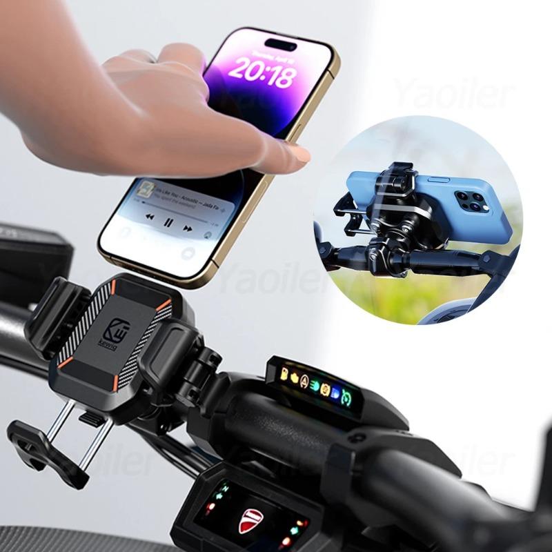 Motorcycle Wireless USB C Phone Holder Anti-Vibration Crossbar Phone Mount for 5.2"-7.2" Phones Works with 12-24V Motobike