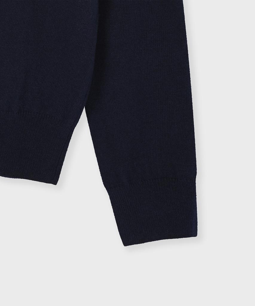 FALLETT Small Story Logo V-Neck Knit Navy