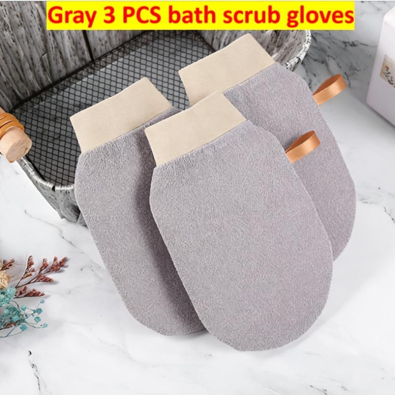 3pcs Exfoliating Bath Gloves for Back and Body Scrub, Multi-Color Options, Scrubbing Washcloths for Home Use