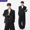 PART/WHOLE Men's Korean Style Business Casual Double-Breasted Suit Set