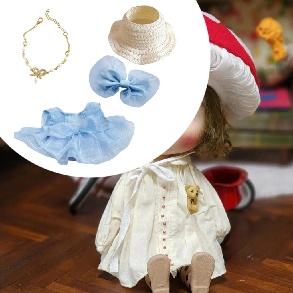 Girl Doll Clothes Bow Headdress Decor Tulle Dress Set for Dolls Age 57 810 Style A
