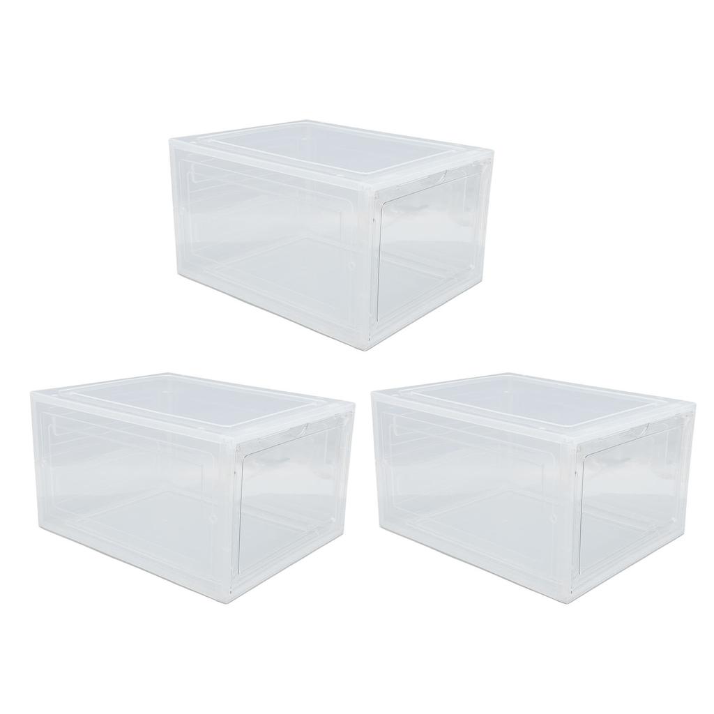 Shoe Storage Box Thick Side Opening Space Saving Transparent Stackable Shoe   Foldable Shoe Rack Container Holder for Shoes Clothes