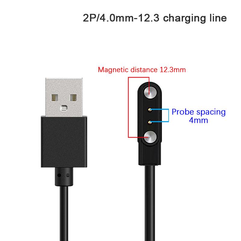 Cabo de Carregamento Magnético Forte de 2 Pinos Linha de Carregamento Usb Corda Corda Cor Preto Branco Compatível Com Smartwatches Universal