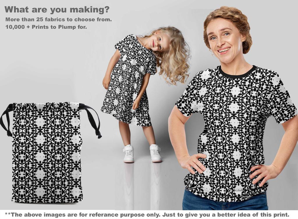 oneOone Cotton Poplin Black Fabric Asian Floral Block Sewing Material Print Fabric By The Yard 42 Inch