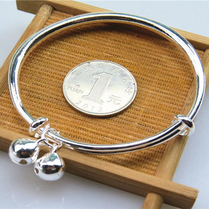 Step by Step Couple Bracelet with Engraving, Bell Bracelet for Best Friend, Miao Silver-Plated Adjustable Student Bracelet Gift